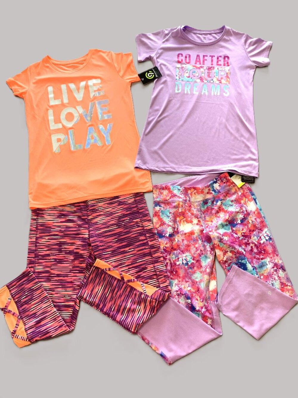 2 Brand New Girls Champion Performance Set Short Sleeves/Leggings Size 14/16